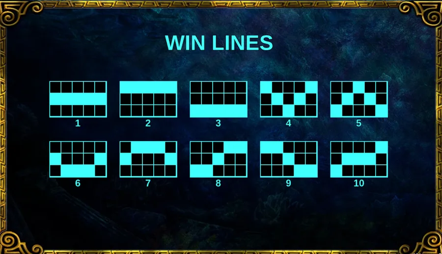 WIN LINES screen drawing all ten line shapes on the grid
